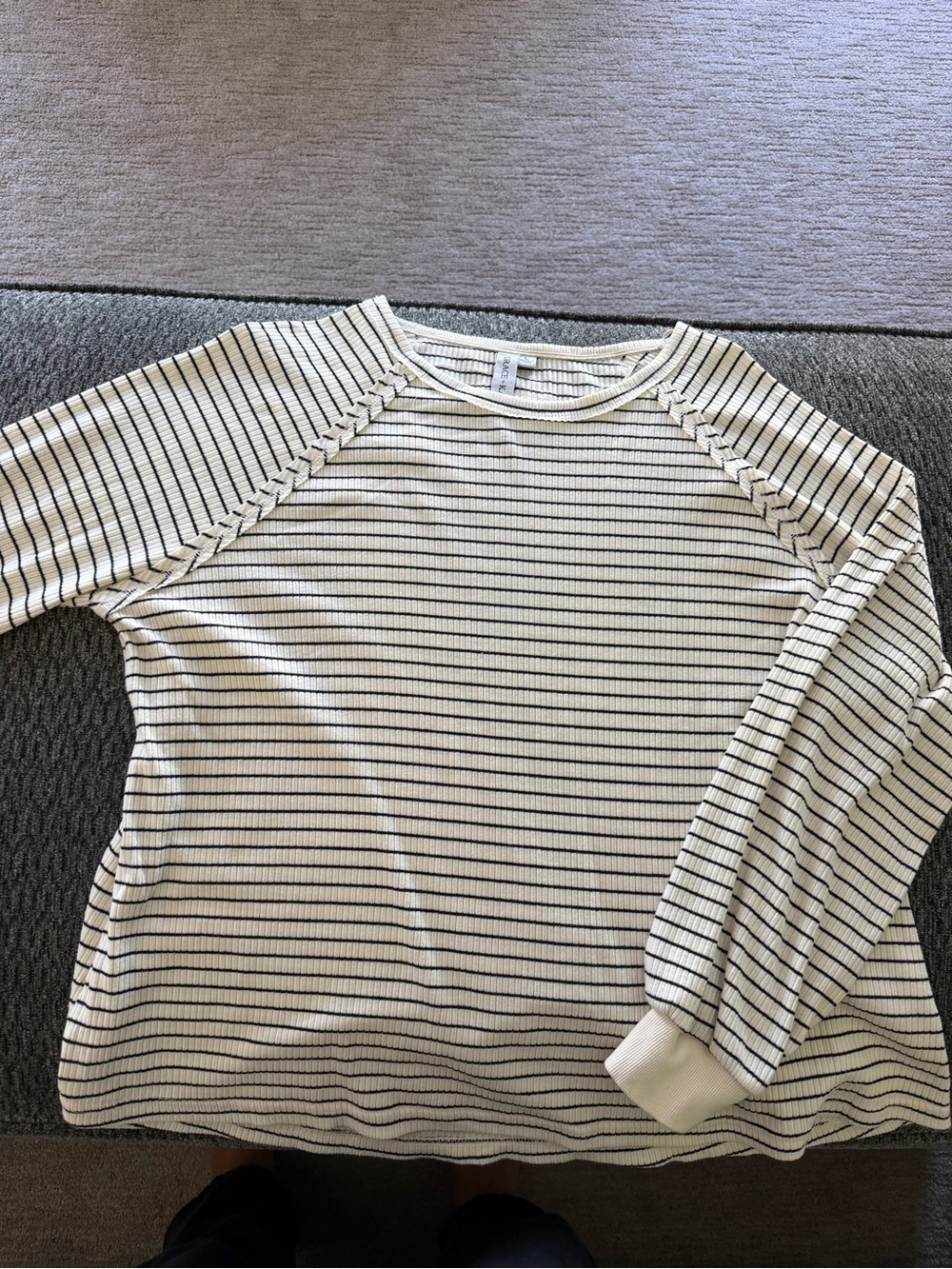 Women’s  Cream Striped Long-Sleeve Shirt